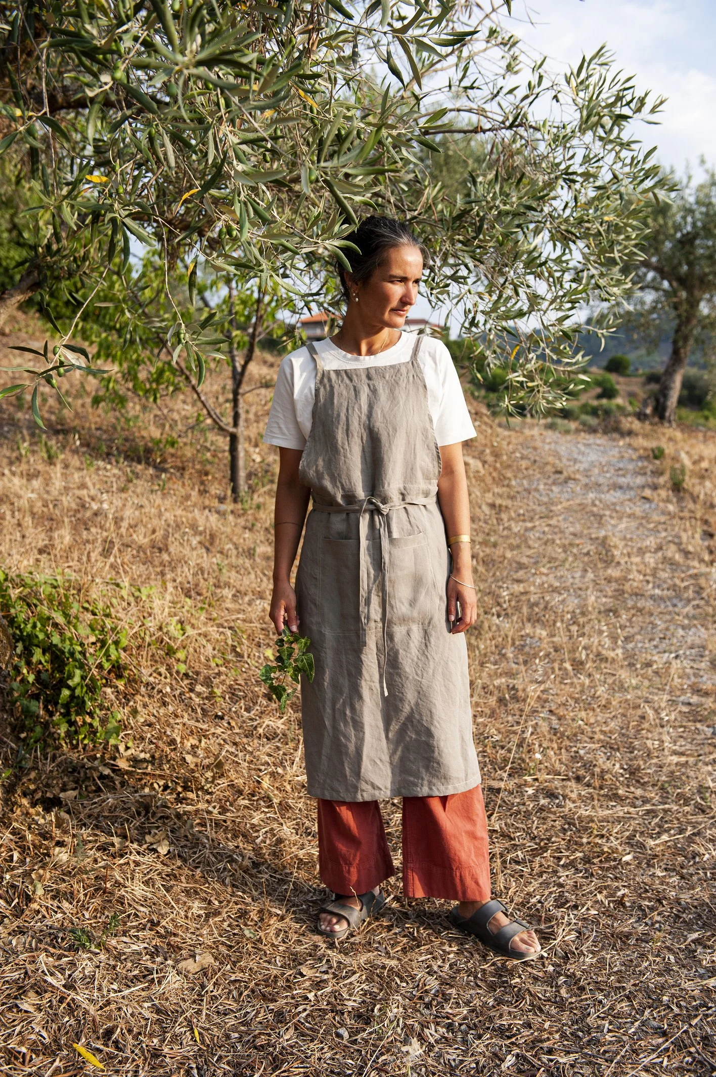 Nana Apron - linen apron with cross back straps — Bicla
